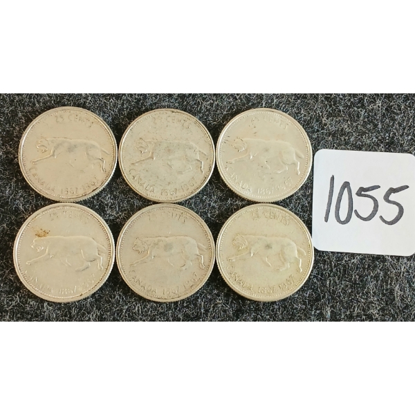 LOT OF 6 - 1967 CDN 25 CENT COINS