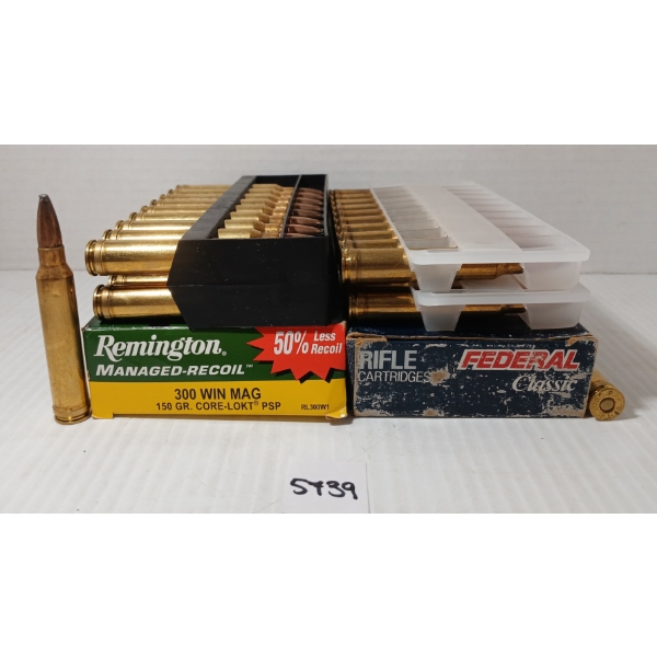 AMMO: 40X FEDERAL & REMINGTON .300 WIN MAG - 150 & 180GR - CORE-LOKT PSP & SP