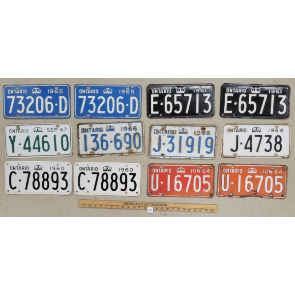 LOT OF 12 - 1960-1967 ONTARIO LICENCE PLATES