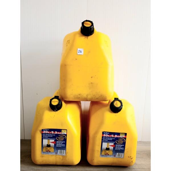 LOT OF 3 - 20L FUEL CANS - DIESEL