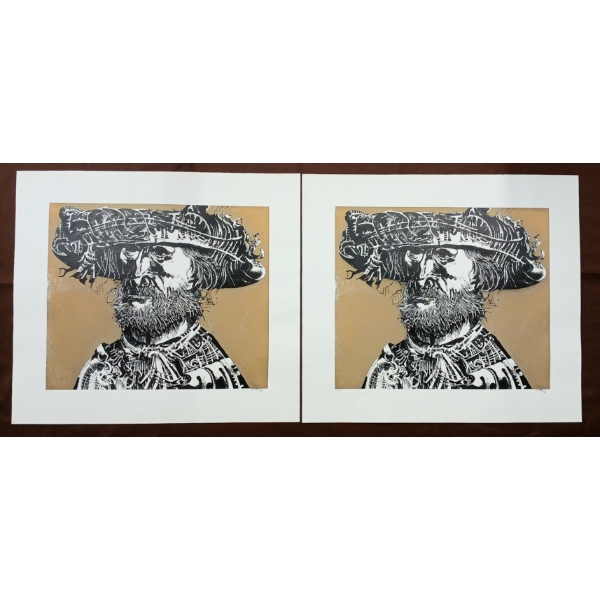 LOT OF 2 - MAN'S PORTRAIT BY ENDRE SZASZ (1926-2003) - PRINT 