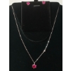 Image 1 : LOT OF 2 - STERLING SILVER & LAB-CREATED RUBY STUD EARRINGS & NECKLACE