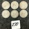 Image 1 : LOT OF 6 - 1943-1966 CDN 25 CENT COINS