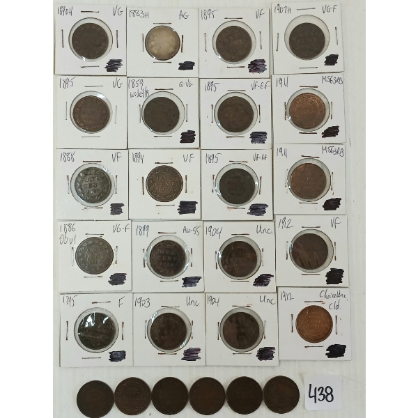 LOT OF 26 - 1859-1919 CDN LARGE CENTS