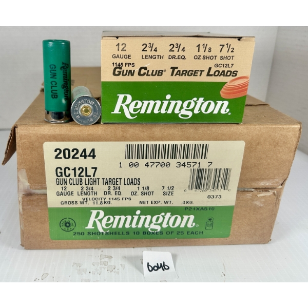AMMO: 250X REMINGTON 12 GA 2-3/4 IN - #7.5