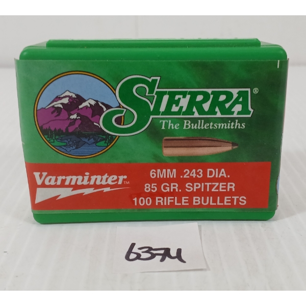 BULLETS: 100X SIERRA VARMINTER 6MM - 85GR - SPITZER - SEALED