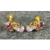 Image 2 : AMETHYST GOLD TONED NECKLACE & SCREW BACK EARRINGS 
