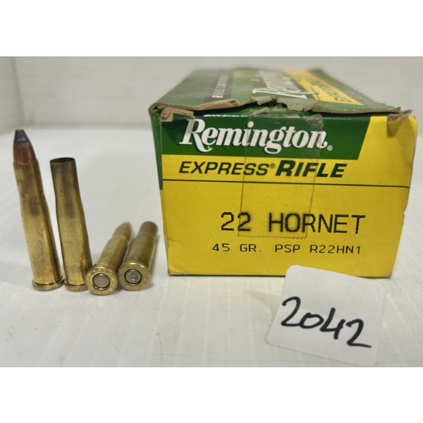 AMMO / BRASS: 44X LIVE & 4X BRASS REMINGTON .22 HORNET - 45 GR SP