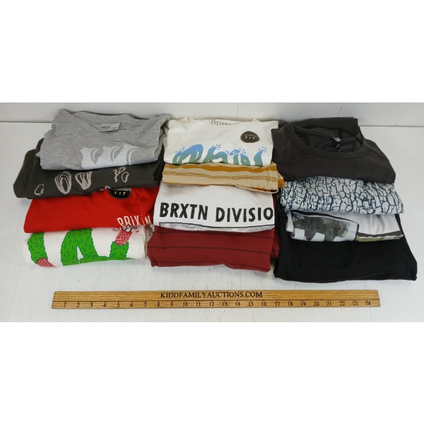 LOT OF 12 - MISC MEN'S MEDIUM SHIRTS - MFG BRIXTON, WESC, ETC