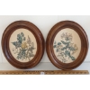 Image 1 : LOT OF 2 - BOTANICAL PRINTS W/ OVAL WALNUT FRAMES