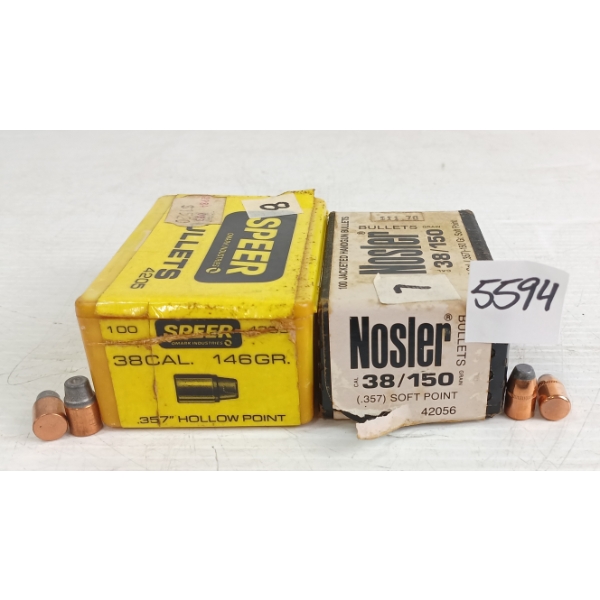 BULLETS: APPROX 80X SPEER & NOSLER .38CAL - 146 & 150GR