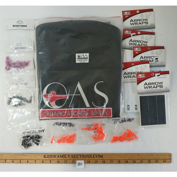 LOT OF 15 - OAS X-BOW COVER, ARROW WRAPS & NOCKS
