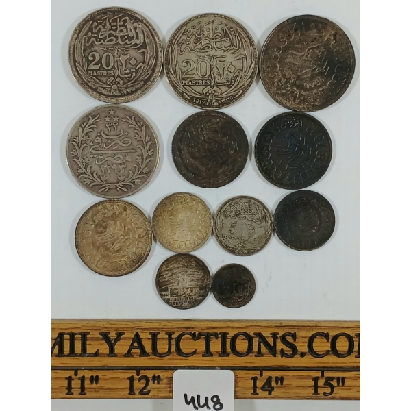 LOT OF 12 - WORLD COINS - EGYPT, LEBANON, ETC 