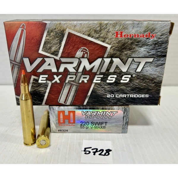AMMO: 40X HORNADY .220 SWIFT 55GR. VMAX