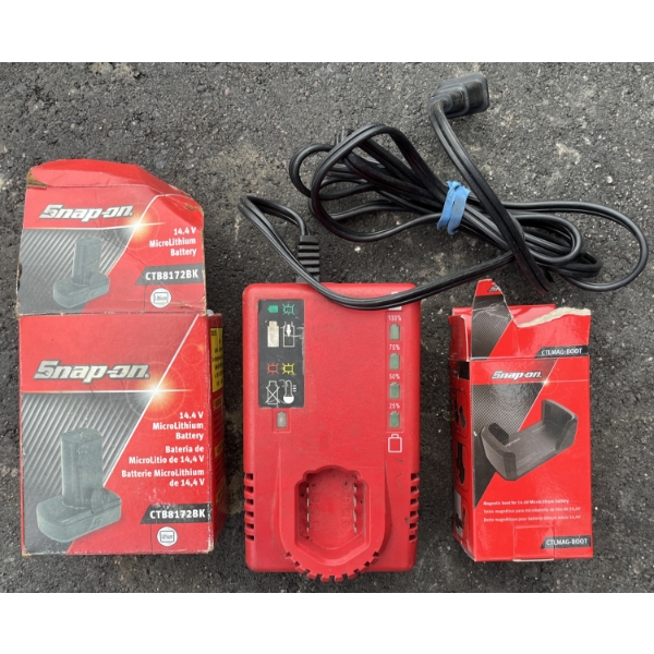 LOT OF 3 - SNAP ON BATTERY, CHARGER & BOOT