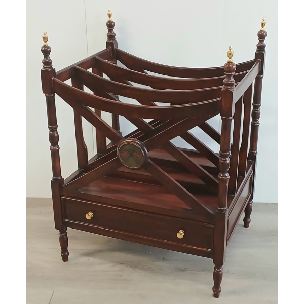 MAHOGANY(?) CANTERBURY MAGAZINE RACK