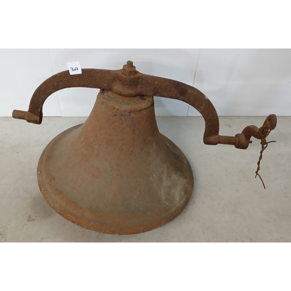 SCHOOLHOUSE BELL W/ MOUNTING BRACKET - CAST IRON - C. LATE 19TH / EARLY 20TH CENTURY