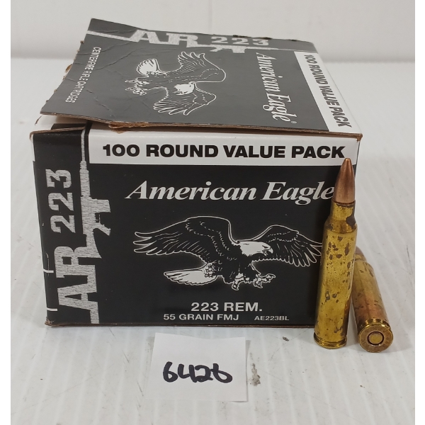 AMMO: APPROX 100X FEDERAL AMERICAN EAGLE AR 223 REM - 55GR - FMJ