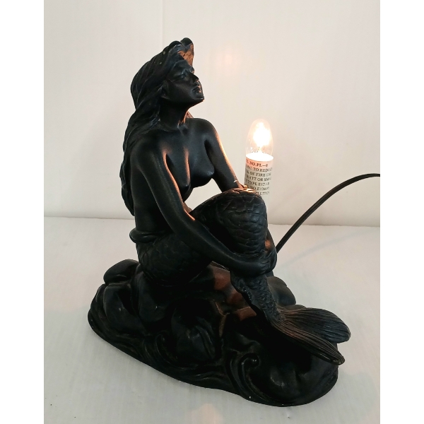 RESIN ART DECO REVIVAL MERMAID TABLE LAMP - CIRCA 1960-80's