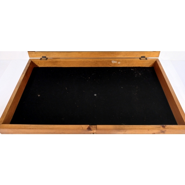 PINE DISPLAY CASE - GLASS TOP W/ FELT INTERIOR