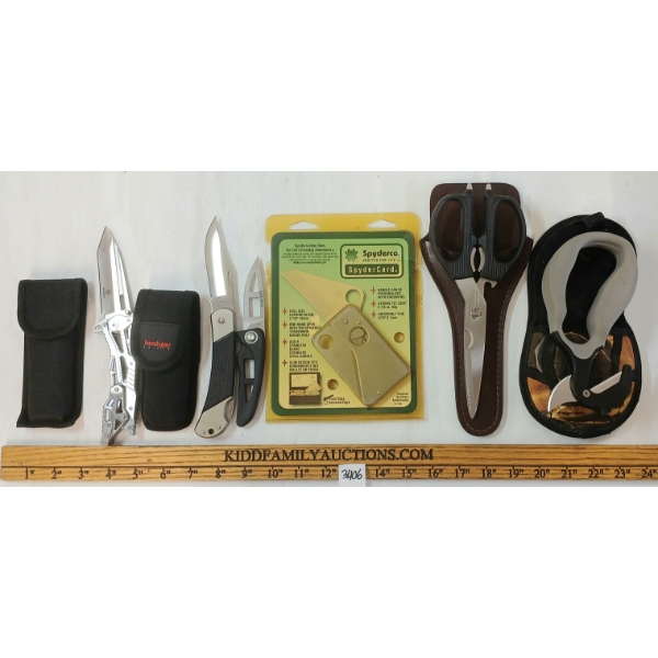 LOT OF 6 - ASSORTED FOLDING KNIVES & TOOLS