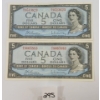LOT OF 2 - 1954 CDN $5 BANKNOTES