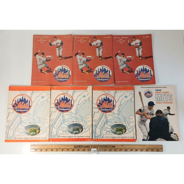LOT OF 7 - 1966-1968 NEW YORK METS OFFICIAL BASEBALL PROGRAMS & SCORECARDS