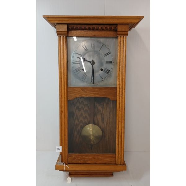 E. INGRAHAM OAK WALL MOUNT CLOCK