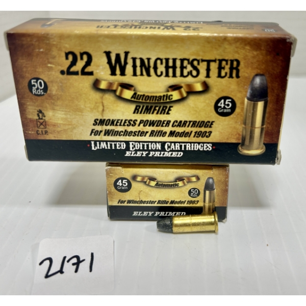 AMMO: APPROX 95X ELEY .22 WIN AUTO - 45 GR LEAD