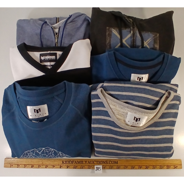 LOT OF 6 - MEN'S MINIMUM & OVERKILL SWEATSHIRTS & HOODIES - FT ARCADE, VILGOT, PATRICK, ETC