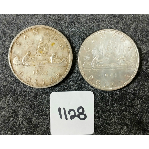 LOT OF 2 - 1959 & 1961 CDN SILVER DOLLARS - VOYAGEUR