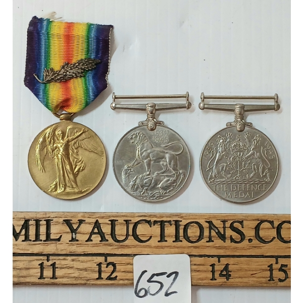LOT OF 3 - WWI, WWII & DEFENCE MEDALS