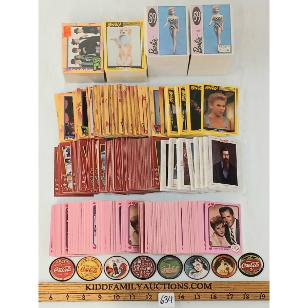 QTY OF MEDIA COLLECTIBLE CARDS - BARBIE, WIZARD OF OZ, COCA-COLA, I LOVE LUCY, ETC