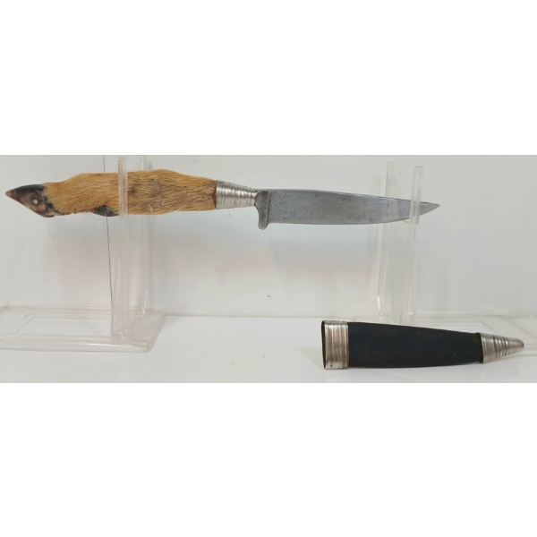 HOOF HANDLED HUNTING BOOT KNIFE W/ SCABBARD