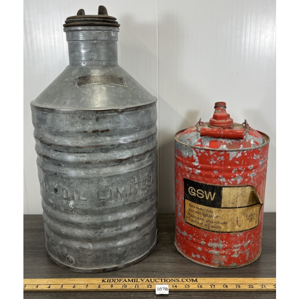LOT OF 2 - GSW GAS CAN 2 GAL & IMPERIAL OIL LIMITED GAS CAN 5 GAL CANS