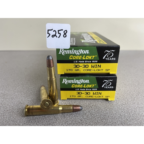 AMMO: 40X REMINGTON .30-30 170 GR. CORE-LOKT SP