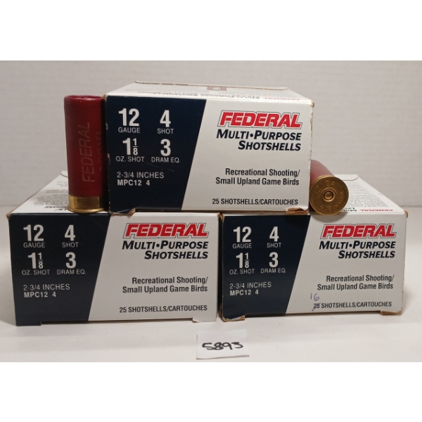 AMMO: 66X FEDERAL 12GA - 2 3/4IN - #4 SHOT 