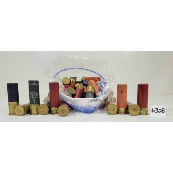AMMO: APPROX 40X MIXED 12GA 2 3/4 & 3IN - #2, 5, 6, SHOT & SLUG - INCL PAPER LABELS 