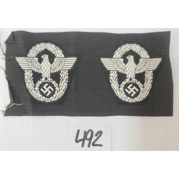 PAIR OF WWII GERMAN POLICE OVERSEAS CAP INSIGNIA