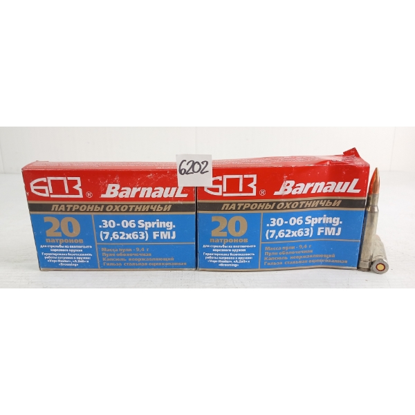 AMMO: 40X BARNAUL .30-06SPRG - 145GR - FMJ