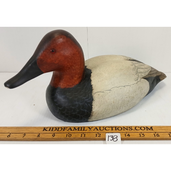 CANVASBACK HEN DECOY BY H. WOOD - CIRCA 1989