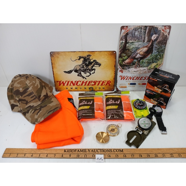 JOB LOT - BLAZE VESTS - SST SIGNS - COMPASSES - RECHARGABLE HEADLAMPS, ETC