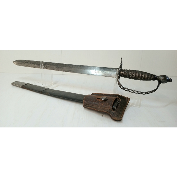 CONFEDERATE NAVAL CUTLASS SWORD W/ SCABBARD & FROG