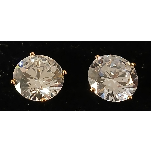 PAIR OF 18K GOLD PLATED SIMULATED DIAMOND (CZ) STUD EARRINGS