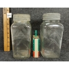 Image 4 : LOT OF 3 - BLUE RIBBON GLASS CANNING JARS - SINGER SEWING OIL TIN