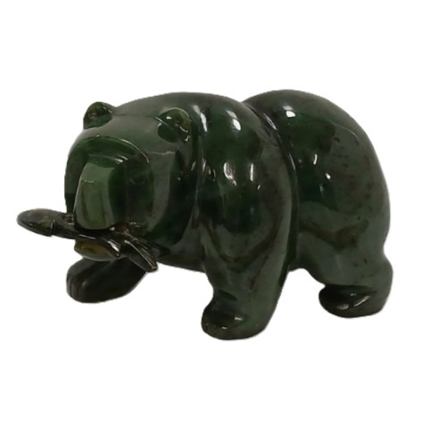 CARVED JADE BEAR W/ FISH