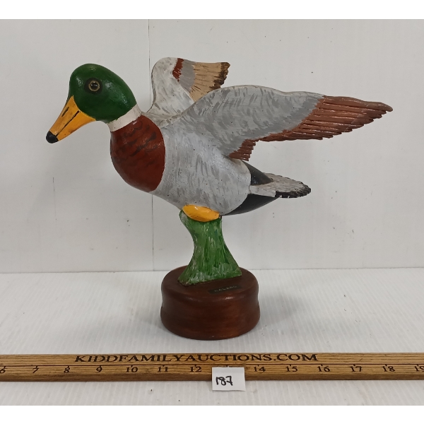 FOLK ART CARVED MALLARD BY O. BOUDREAU
