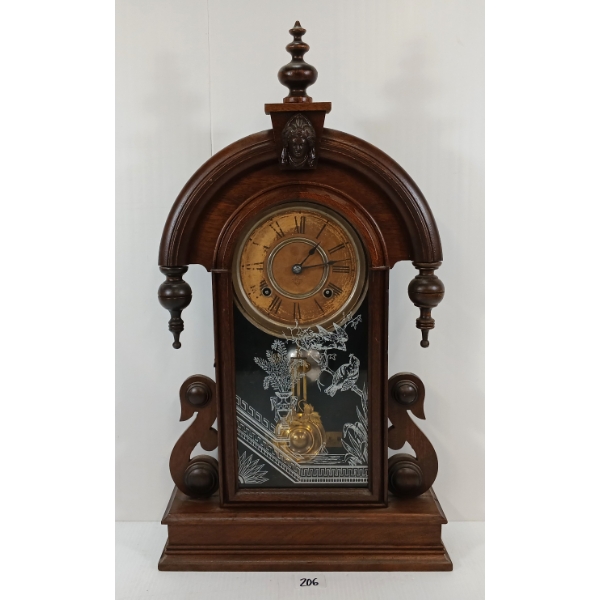 1880'S ANSONIA PARISIAN 8 DAY WALNUT SHELF CLOCK