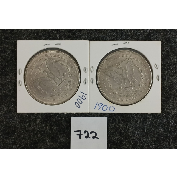 LOT OF 2 - 1900 U.S. MORGAN REPLICA SILVER DOLLARS 