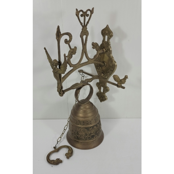 DECORATIVE BRASS WALL-MOUNT DOORBELL